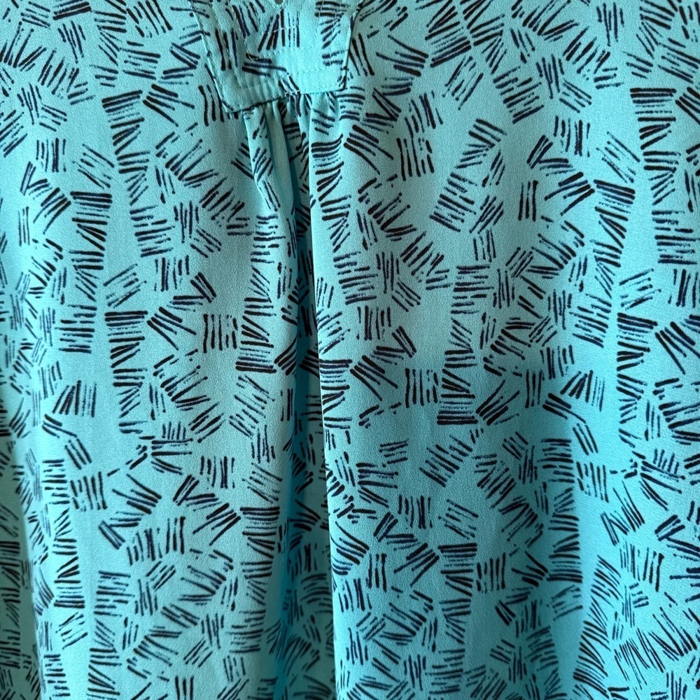 Worthington Blue Blouse with Mandarin Collar and Relaxed Fit - Picture 3 of 6